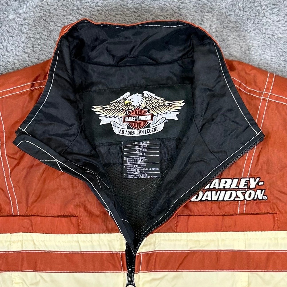 Harley-Davidson An American Legend Windbreaker Jacket Orange Black Small 103819